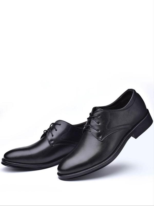 Men's Business Solid Color Dress Shoes With Criss Cross Decor, Pointed Toe PU Leather Shoes For Party, Male Business Shoes