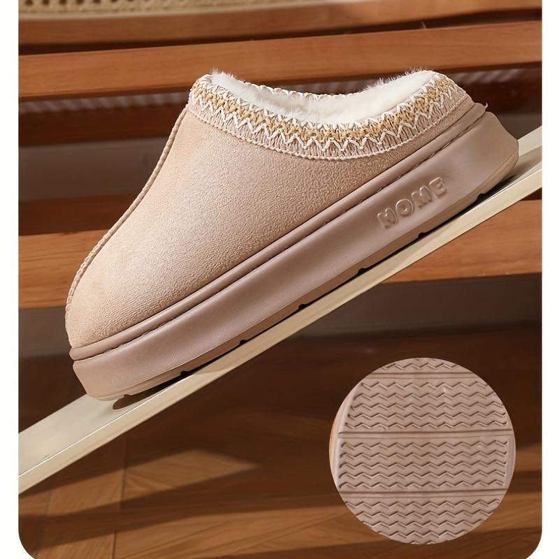 Men's Fashion Slippers, Male and Female Couples Indoor Outdoor Thermal Cotton Slippers, Simple Style, Bottomless, Wool Plush Fabric, Fabric Lining, Rubber Sole, round Toe, Suitable for Four Seasons