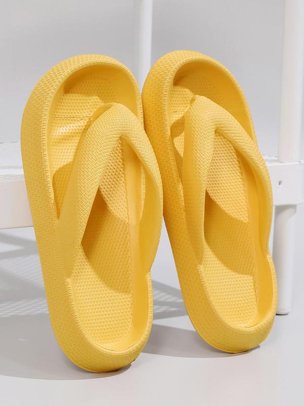 Summer 2024 Simple Plain Textured Thick Sole Non-slip Flip Flops Comfort Sandals, Casual Vacation Beach Walking Shoes for Beach Holiday Vacation, Indoor Home Slippers Footwear