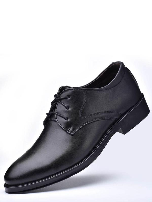 Men's Business Solid Color Dress Shoes With Criss Cross Decor, Pointed Toe PU Leather Shoes For Party, Male Business Shoes