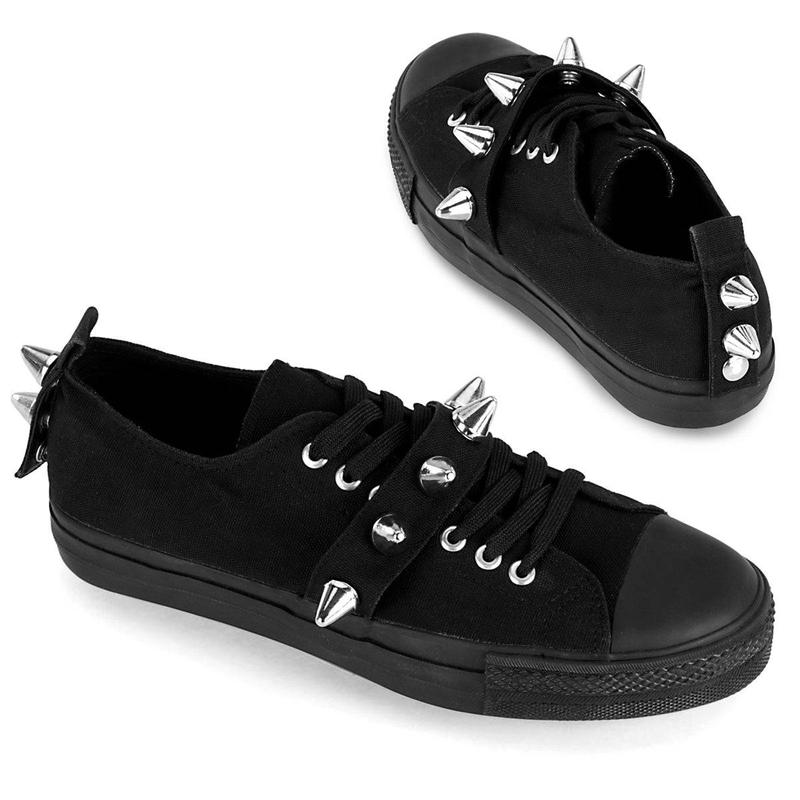 Demonia Men's Deviant-04 Black Canvas Sneakers