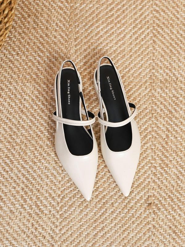 Women's Fashionable Solid Color Slip on Flat Shoes, 1 Pair Elegant Pointed Toe Slip on Shoes for Daily Wear, New-style Strappy Back Shoes for Women & Girls