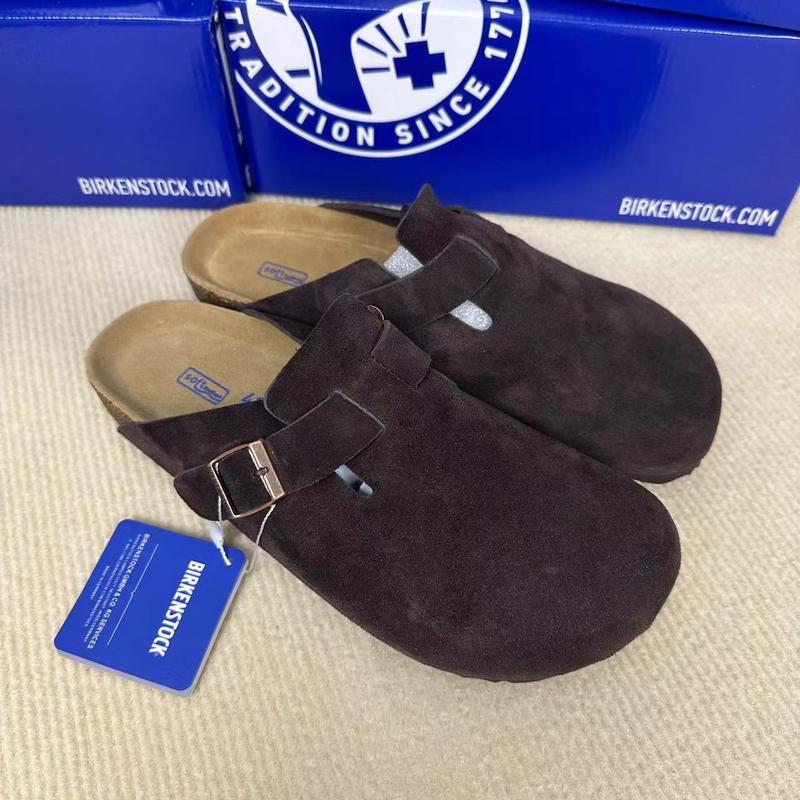 BIRKENSTOCK Genuine Leather Cork Sole Clogs for Couples - Stylish Open-Toe Sandals for Everyday Wear