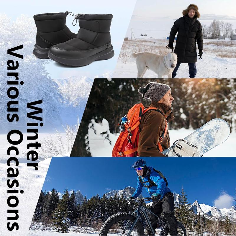 Men's Winter Snow Boots Warm Fur Lined Waterproof Anti Slip Warm Shoes