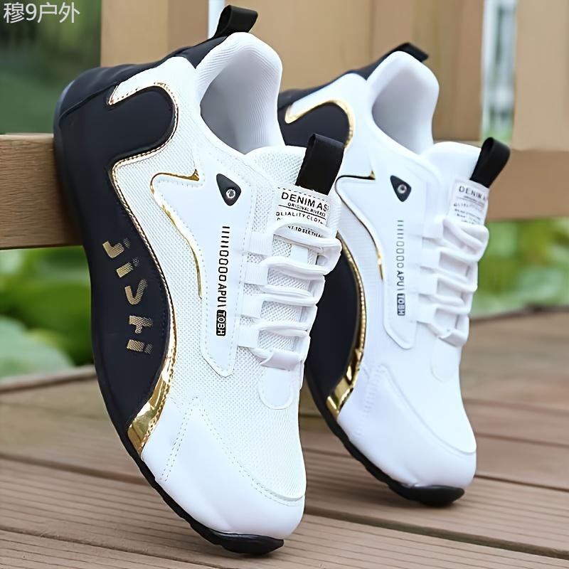 Comfy Breathable Men's Trendy Sneakers, Non Slip Lace Up Casual Shoes For Outdoor Activities Closed Training