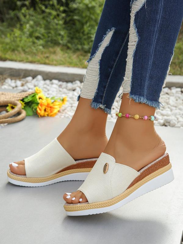 Women's Elegant Fashionable Solid Color Slide Sandals, Casual Comfortable Wedge Sandals for Summer, All-match Platform Slippers for Daily Wear