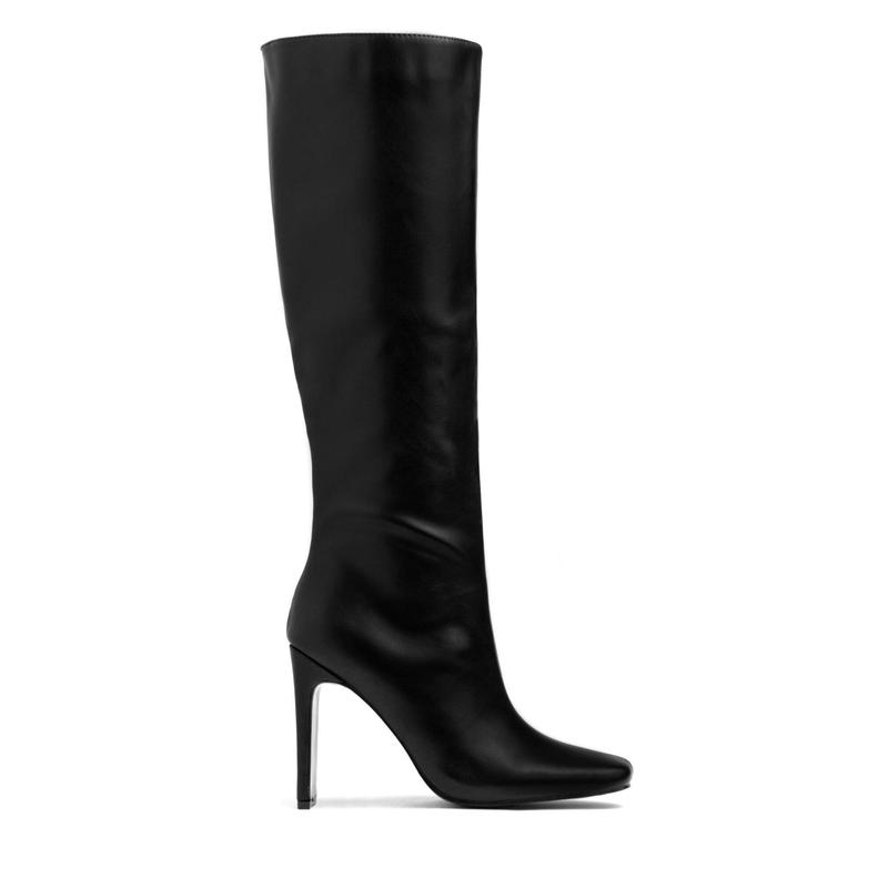 Adelaisa Knee High Heel Boots - Croc Black