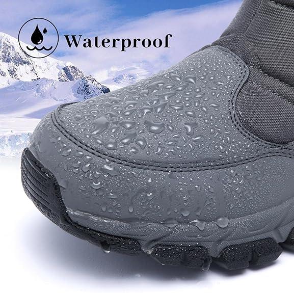 Men's Winter Waterproof Snow Boots Warm Slip On Mid-Calf Zipper Booties Lightweight Outdoor Athletic Boy  Walking Shoes snow boot