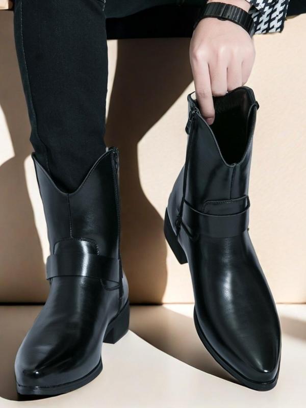 Men's Fashionable Plain Color Ankle Boots, Casual Comfortable Pointed Toe Boots for Daily Wear, Business Style Boots for Party, Daily Clothing Decor