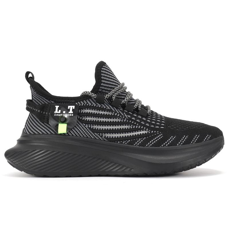 Men's Black Thick-Soled Sports Trainers - Stylish and Comfortable Sneaker for Training Athletic Sports Shoes