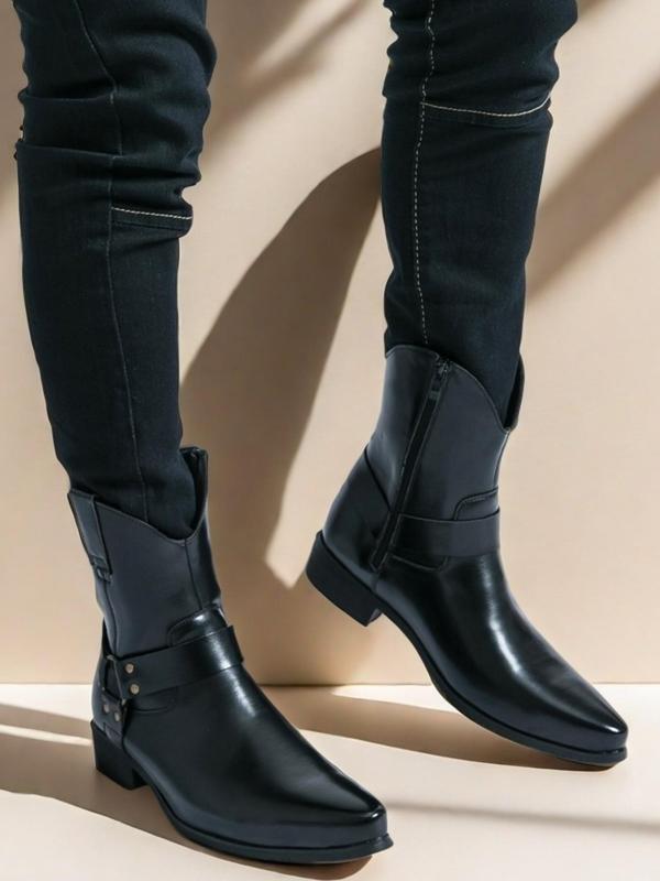 Men's Fashionable Plain Color Ankle Boots, Casual Comfortable Pointed Toe Boots for Daily Wear, Business Style Boots for Party, Daily Clothing Decor