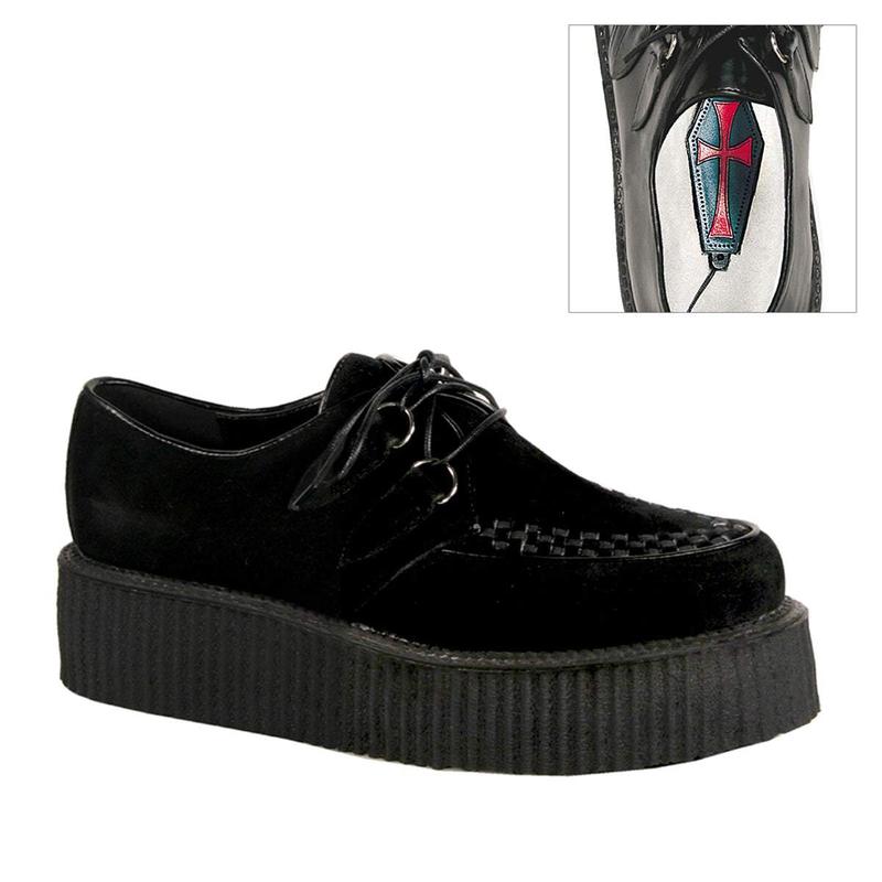 Demonia Men's V-CREEPER-502S Black Vegan Suede Creepers