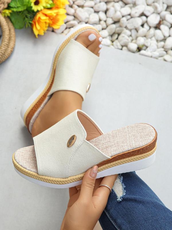 Women's Elegant Fashionable Solid Color Slide Sandals, Casual Comfortable Wedge Sandals for Summer, All-match Platform Slippers for Daily Wear