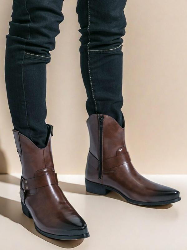 Men's Fashionable Plain Color Ankle Boots, Casual Comfortable Pointed Toe Boots for Daily Wear, Business Style Boots for Party, Daily Clothing Decor