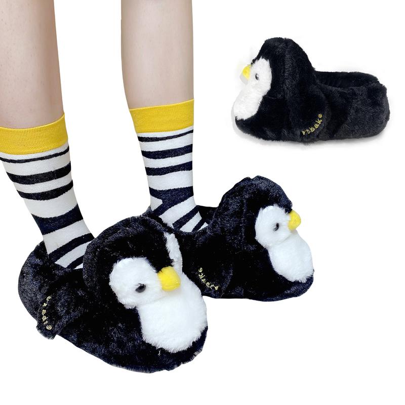 penguin Cotton Shoes Cartoo FuzzySlippers Women Autumn Winter SoftPlush Flat Slide shoes Gir Footwear