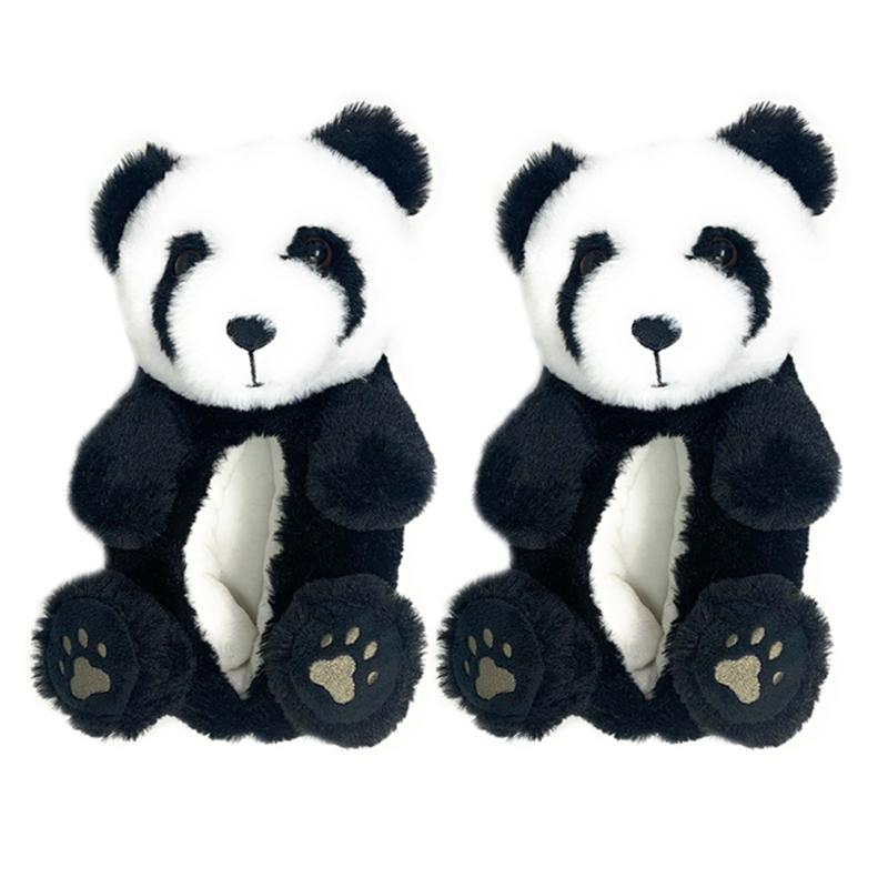 Women's Fuzzy Funny Panda Novelty Anti-Skid Slippers, Fun Animal Indoor Slippers